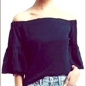 🔴 Elbow Length Bell Sleeves Off Shoulder Knit Top